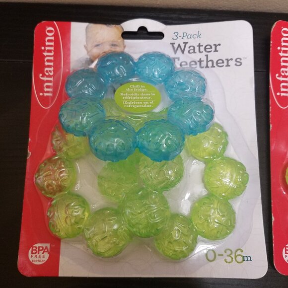 Infantino Two 3-Pack Water Teethers Chill Baby Rings Teething BPA Free ~NEW - Picture 2 of 3